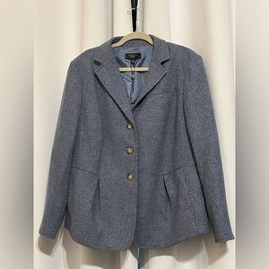 100% wool Talbots women size 16 W Heather blue, tweed blazer fully lined